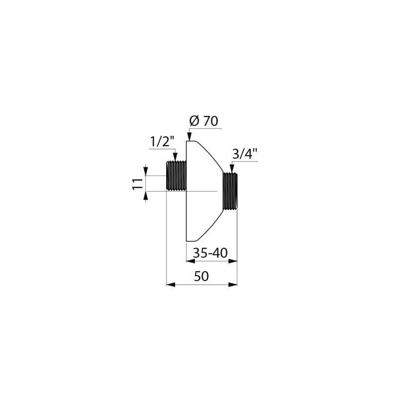 Delabie 2 St. S-Anschlüsse G1/2B x G3/4B 11mm, mit Rosette