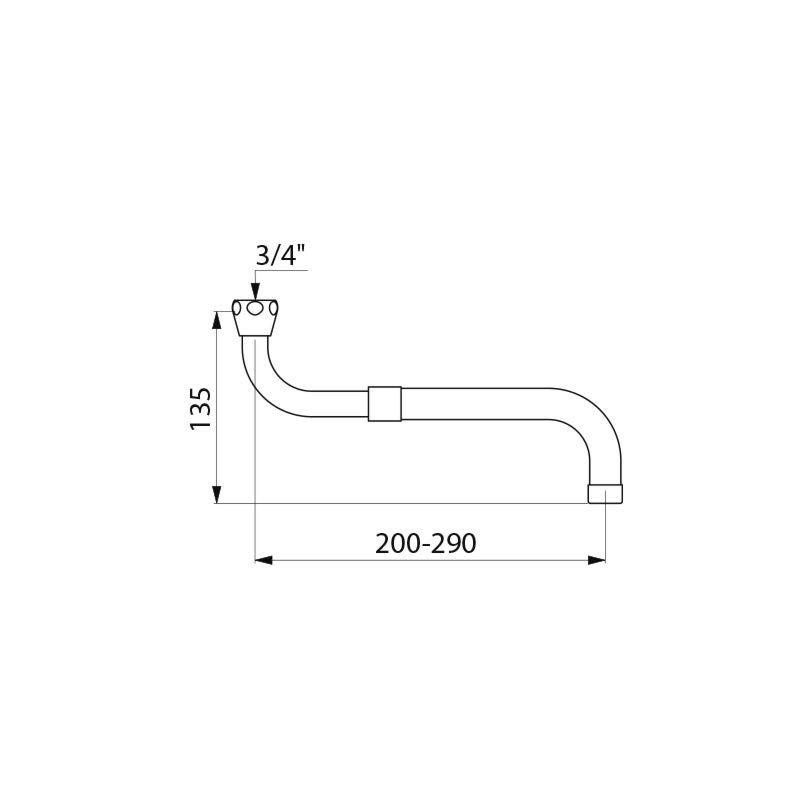 Delabie Auslauf teleskopisch G3/4 L200-290mm