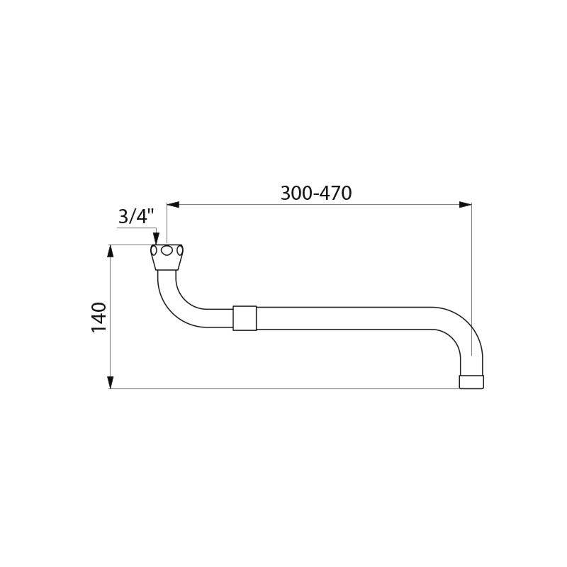 Delabie Auslauf teleskopisch G3/4 L300-470mm