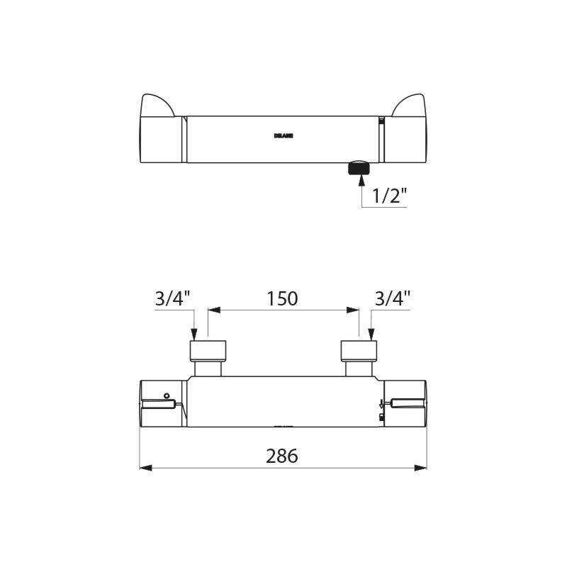 Delabie Brausethermostat SECURITHERM Securitouch, ohne S-Anschlüsse