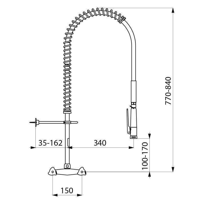 Delabie Geschirrspülbr we m.Wandmischer+ Handbr.433000,o.Auslaufvent.