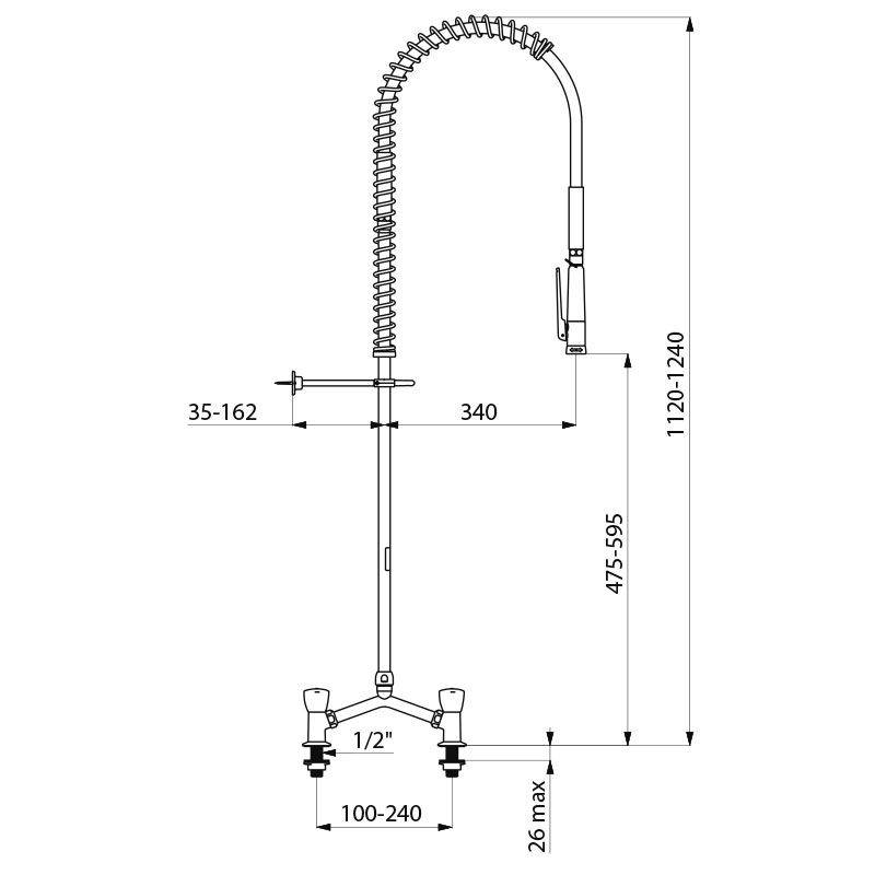 Delabie Geschirrspülbr. m. Mischer MA150+Handbr.433000,o.Auslaufvent