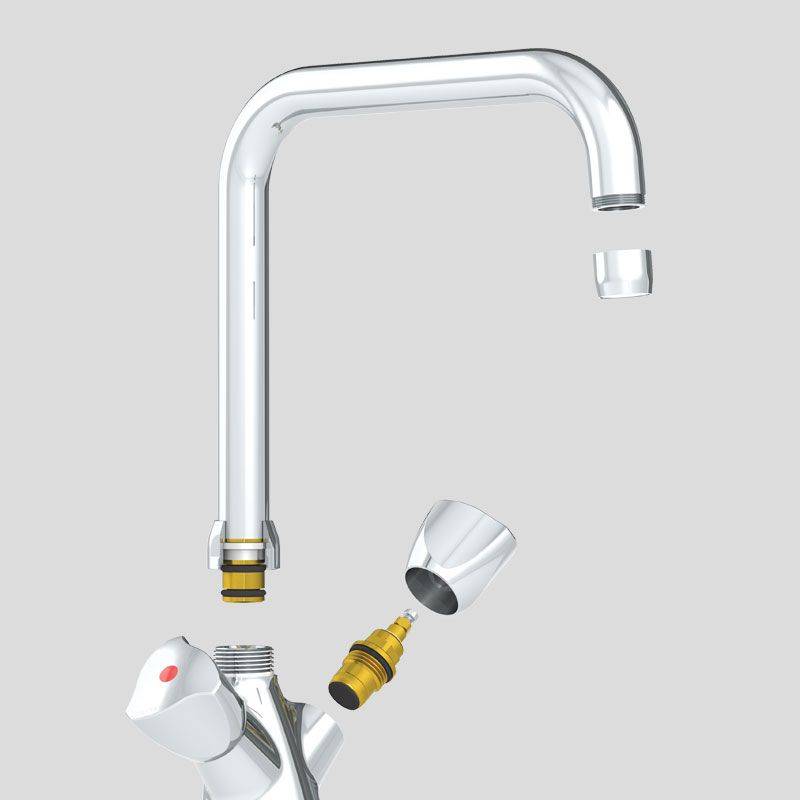 Delabie MBatt. 1-Lochbrg. 45l/min, Schwenkausl. L300, Bediengriffe
