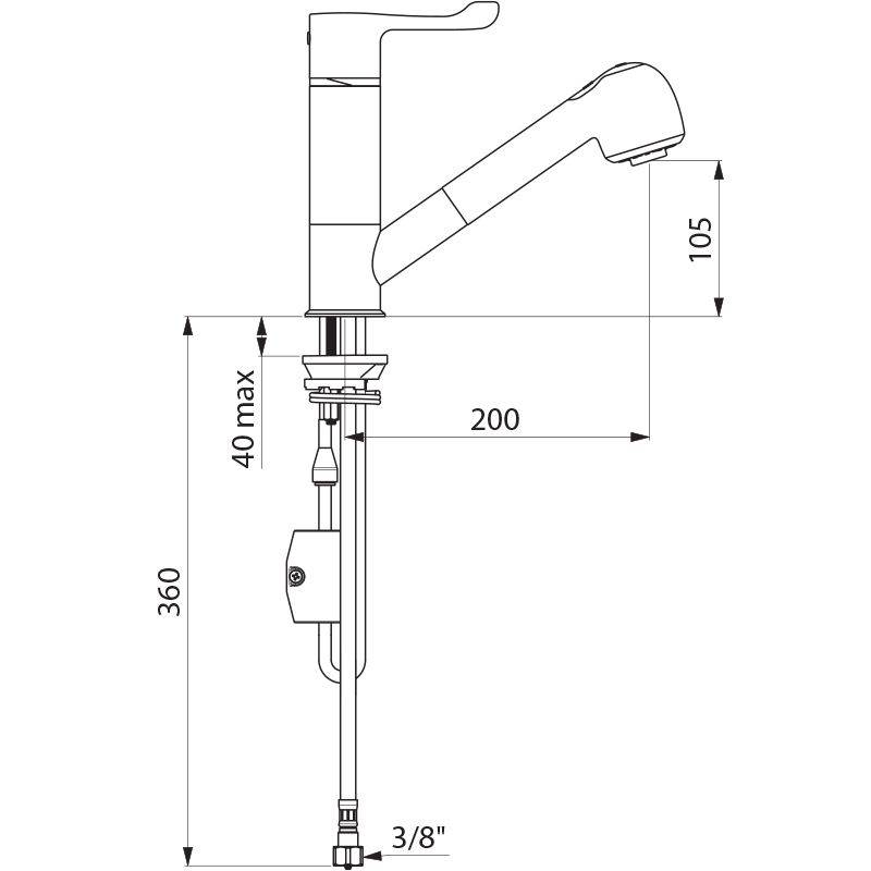 Delabie WT-Therm. SECURITHERM Schwenkausl. Auszugbr.,Bedienheb. kurz
