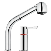 Delabie WT-Therm. SECURITHERM mit Auszugbrause auf Säule Delabie WT-Therm. SECURITHERM mit Auszugbrause auf Säule