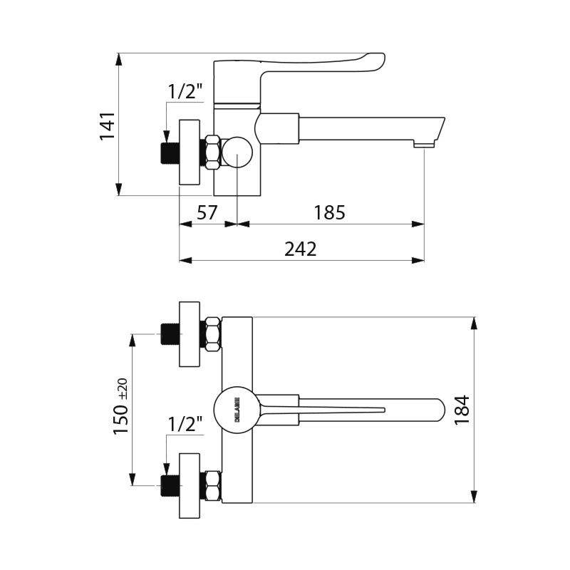 Delabie Therm. SECURITH. sequentiell, Einmalausl.BIOCLIP, Stdd, MA150mm