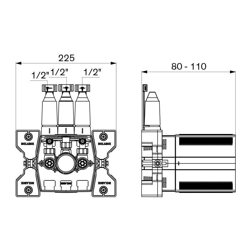 Delabie UP-Körper dicht f. Brausearmatur sequent. o.Umsteller-Teil1/2
