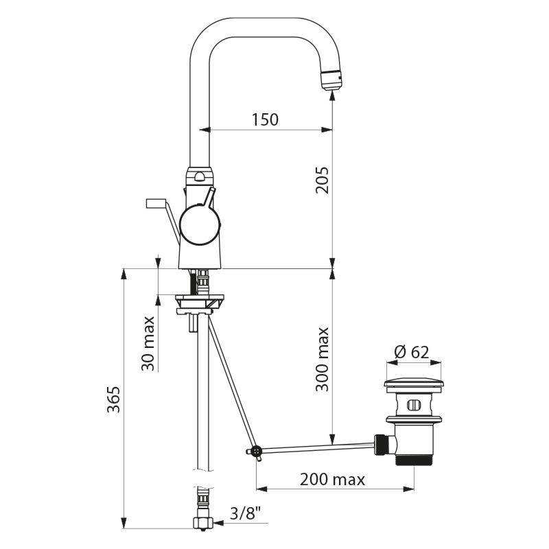 Delabie WT-Therm. SECURITH. med. Bereich,Schwenkauslauf H205 L150mm