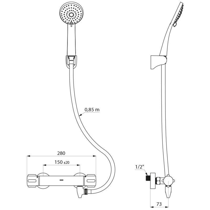 Delabie Duschsystem selbstentleerend, Br.-Therm. H9739S,Stdd-Anschl.