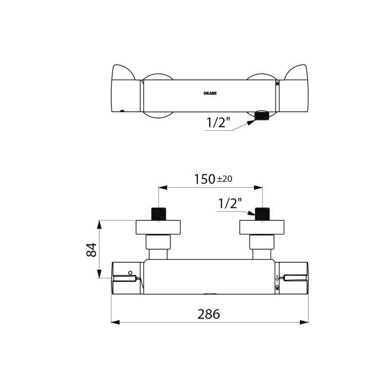 Delabie Brause-Thermostat SECURITHERM Securitouch,Standard-Anschlüsse