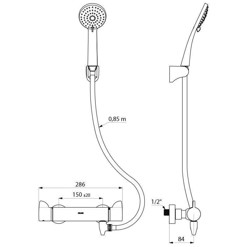Delabie Duschsystem selbstentl., Br.-Therm. Securitouch H9741S,Stdd.