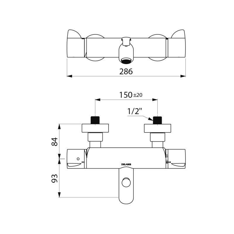 Delabie Wannen-Therm. SECURITHERM Securitouch, Standard-Anschlüsse
