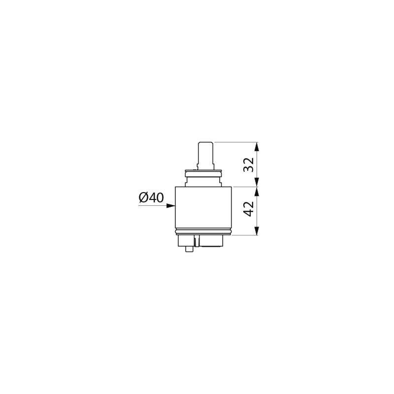 Delabie Keramikkartusche D40mm mit Sockel und Durchflussbegrenzer