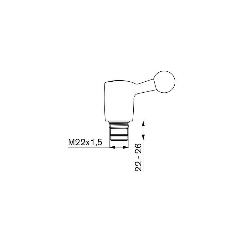 Delabie Oberteil komplett 1/4 Umdrehung TW + Griff, rechts öffnend