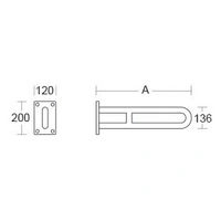 pba 01 Wandstützgriff feststehend 600mm, Wandplatte aus Nylon pba 01 Wandstützgriff feststehend 600mm, Wandplatte aus Nylon