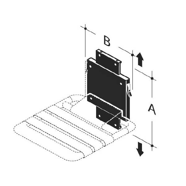 pba Wandplatte aus Nylon für Klappsitze, höhenverstellbar, 367x280mm