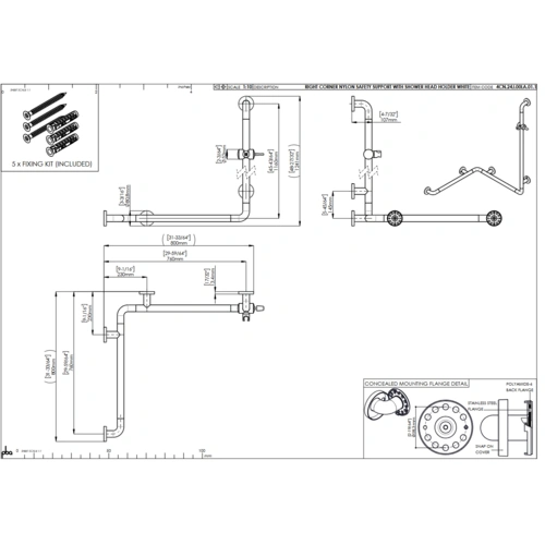 pba 01 Duschhandlauf, R BH 760x760x1160, und Brausehalterstange, aus Nylon pba 01 Duschhandlauf, R BH 760x760x1160, und Brausehalterstange, aus Nylon