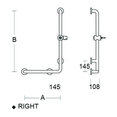 pba 01 Haltegriff R mit BH 480x1160mm, aus Nylon, für Einhängesitz geeignet