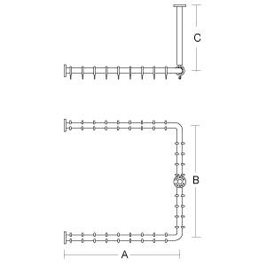 pba 01 Duschvorhangstange, U 800x800 X440mm U- Form mit DA aus Nylon