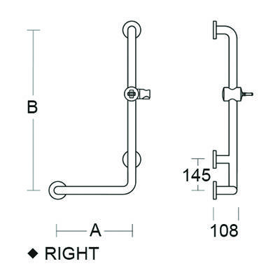pba 01 Haltegriff mit BH R 400x1160mm, L-Form, aus Nylon