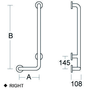 pba 01 Haltegriff rechts 400x1160mm, L-Form, aus Nylon