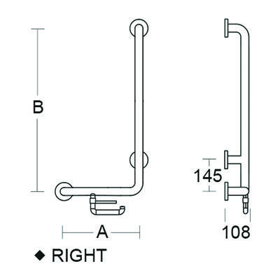 pba 01 Haltegriff mit PRH R 300x520mm, L-Form, aus Nylon