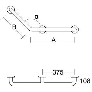 pba 01 Winkelgriff, rechts 500x300mm, aus Nylon, feststehend