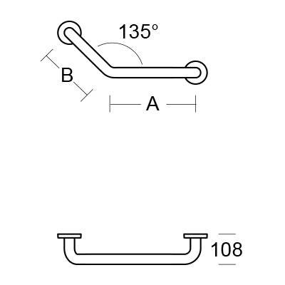 pba 01 Poignée d'angle, R 300x200 mm, droite, en nylon, fixe