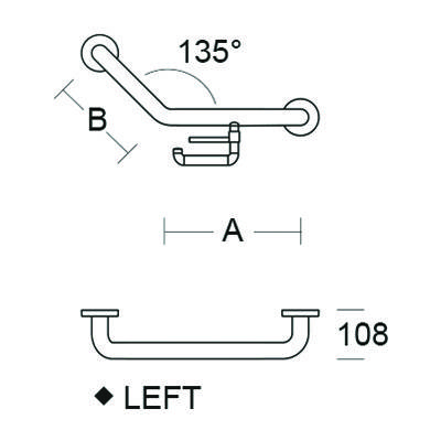 pba 01 Winkelgriff L mit PRH 300x200mm, links, aus Nylon, feststehend
