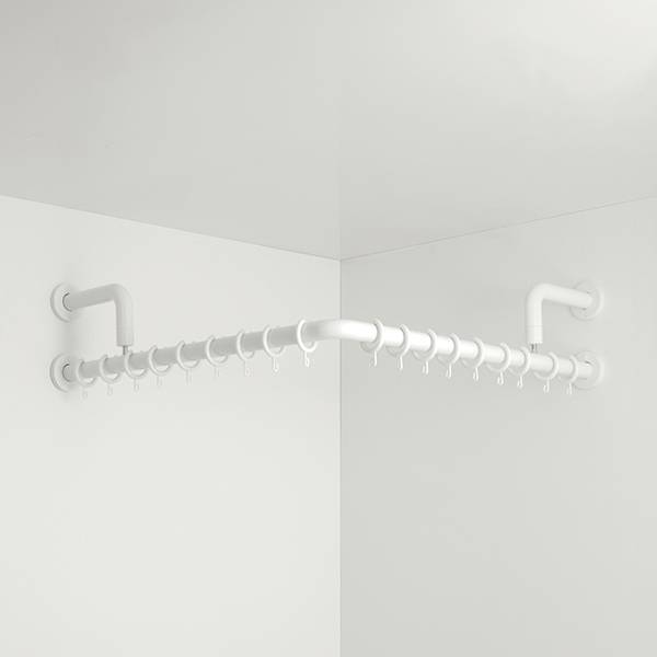 pba 01 Duschstange, L-Form mit Wand- Stützen aus Nylon, 800x800mm