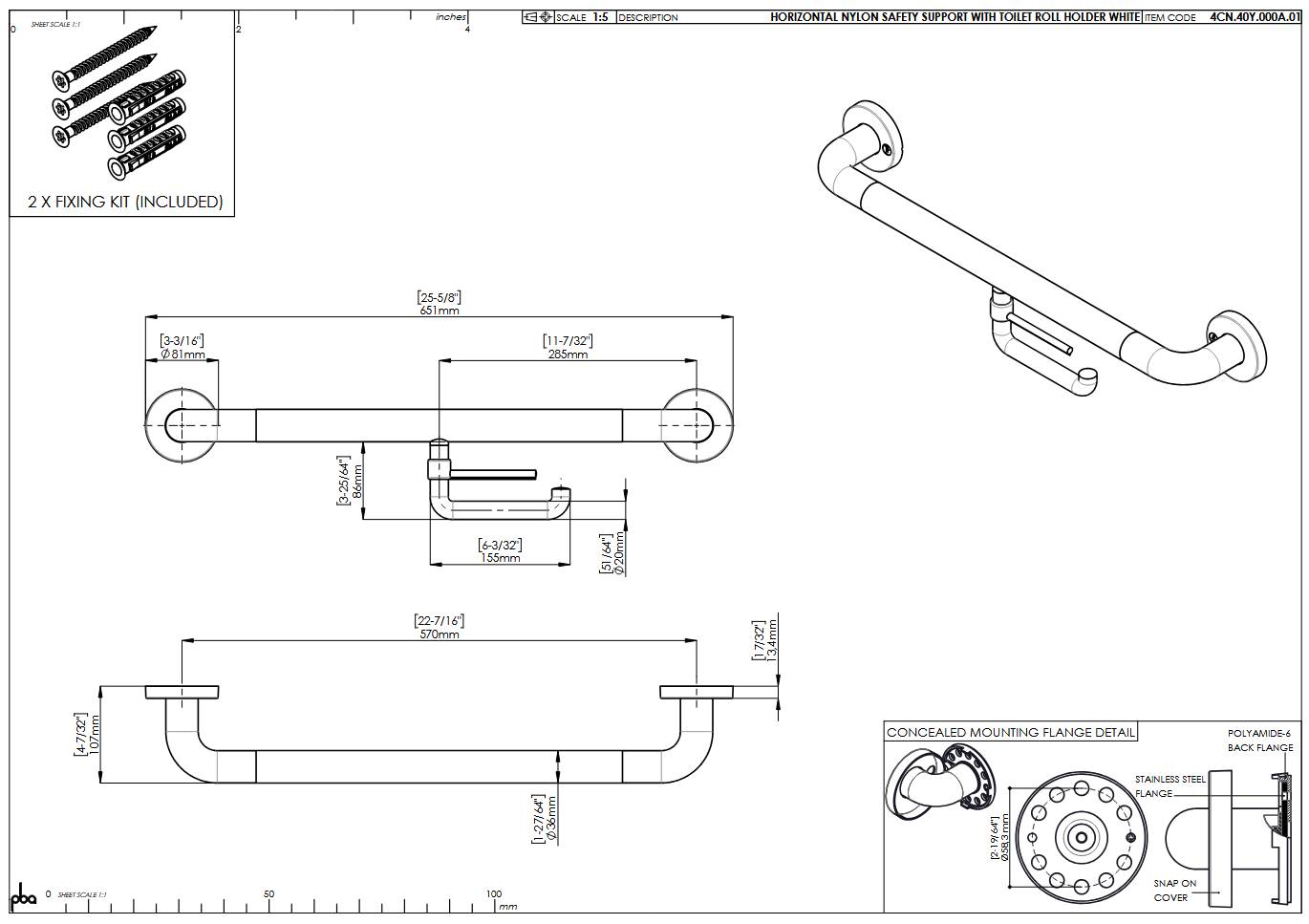 pba 01 Haltegriff mit PRH 570mm aus Nylon