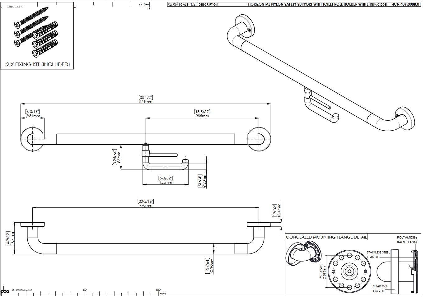 pba 01 Haltegriff mit PRH 770mm aus Nylon