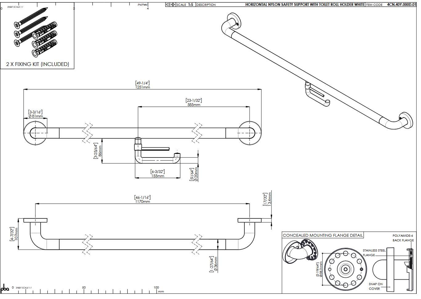 pba 01 Haltegriff mit PRH 1170mm aus Nylon