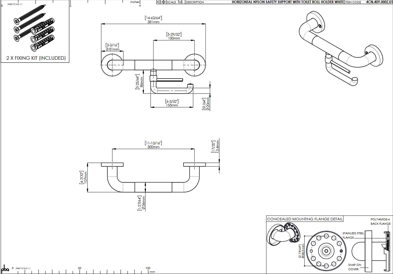 pba 01 Haltegriff mit PRH 300mm aus Nylon