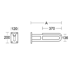 pba 01 Wandstützgriff, fest, 850mm mit Armpolster, aus Nylon