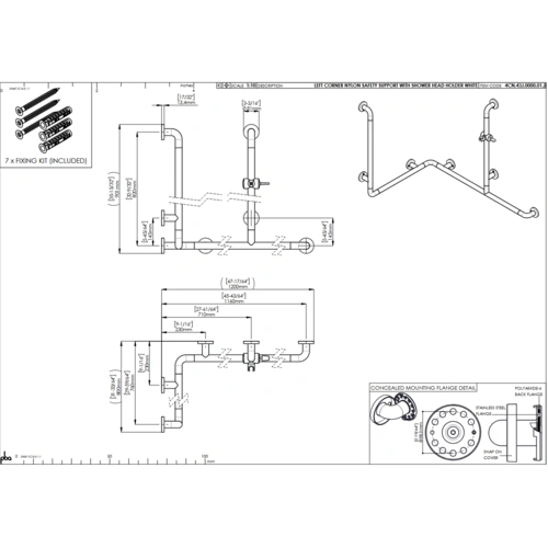 pba 01 Duschhandlauf L 1160x760, mit BH, 2 Stange 820mm, 1 BRH, Nylon pba 01 Duschhandlauf L 1160x760, mit BH, 2 Stange 820mm, 1 BRH, Nylon