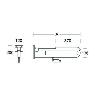 pba 01 Stützklappgriff Polster,PRH 600mm aus Nylon