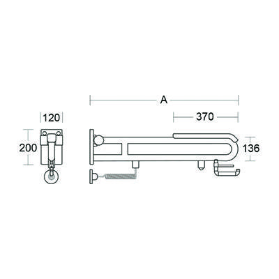pba 01 Klappgriff PRH,Polster 700mm E- taster aus Nylon