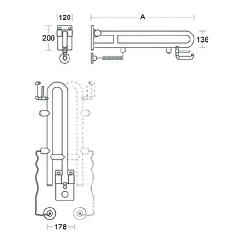pba 01 Klappgriff drehbar,PRH 700mm mit E- taster aus Nylon pba 01 Klappgriff drehbar,PRH 700mm mit E- taster aus Nylon