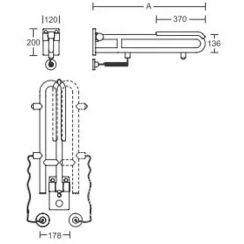 pba 01 Klappgriff drehbar,Polster 850mm mit E- taster aus Nylon pba 01 Klappgriff drehbar,Polster 850mm mit E- taster aus Nylon