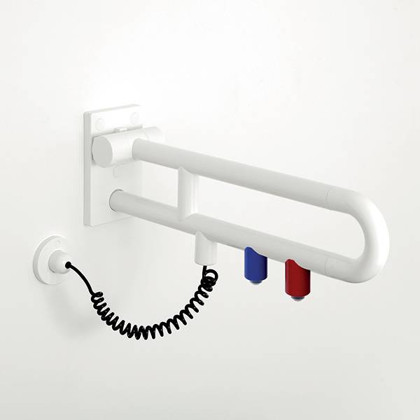 pba 01 Poignée rabattable pivotante, bouton-poussoir E, 850 mm en nylon
