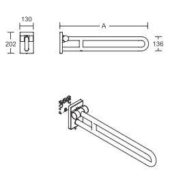 pba 01 Stützklappgriff, abnehmbar 855mm aus Nylon