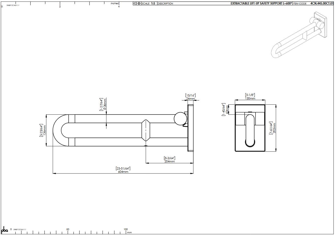 pba 01 Stützklappgriff, abnehmbar 855mm aus Nylon