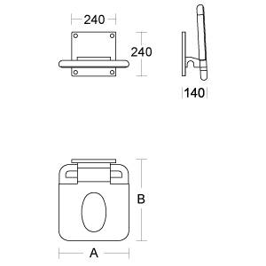 pba 01 Siège de douche rabattable avec ouverture hygiénique, en nylon, 380x445 mm
