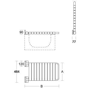 pba 01 Duschsitz, klappbar 380x800mm für Badewanne, aus Nylon