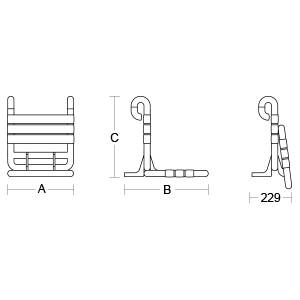 pba 01 Duschsitz, einhäng 383x482x463mm Sitzfläche klappbar, aus Nylon