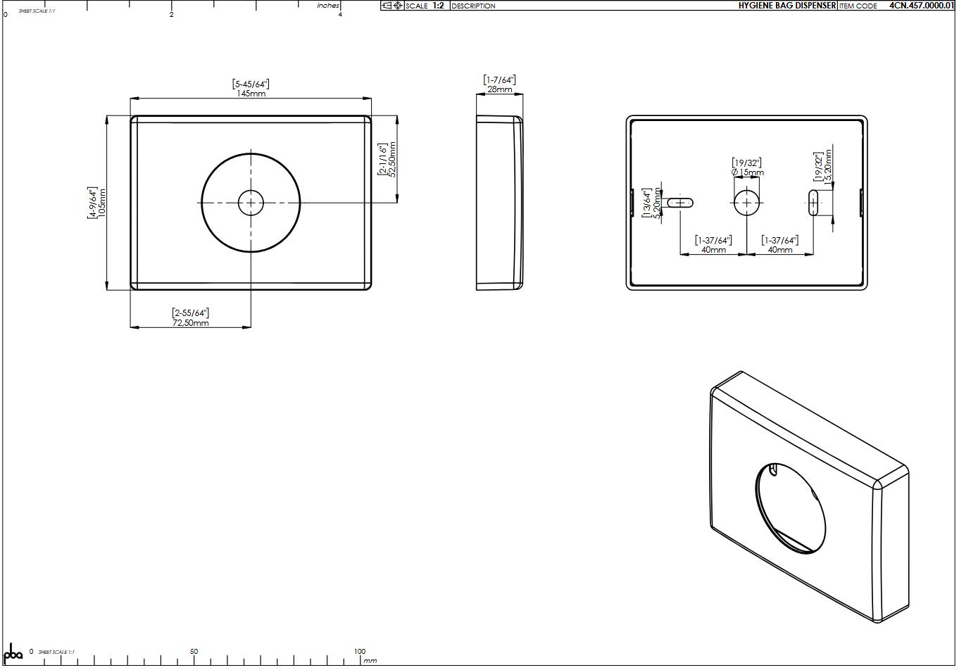 pba 01 Hygienebeutelspender aus Nylon, 145x105mm