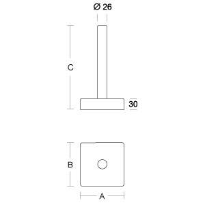 pba 01 support de papier de réserve 120x120x233 mm en nylon, pour 2 rouleaux