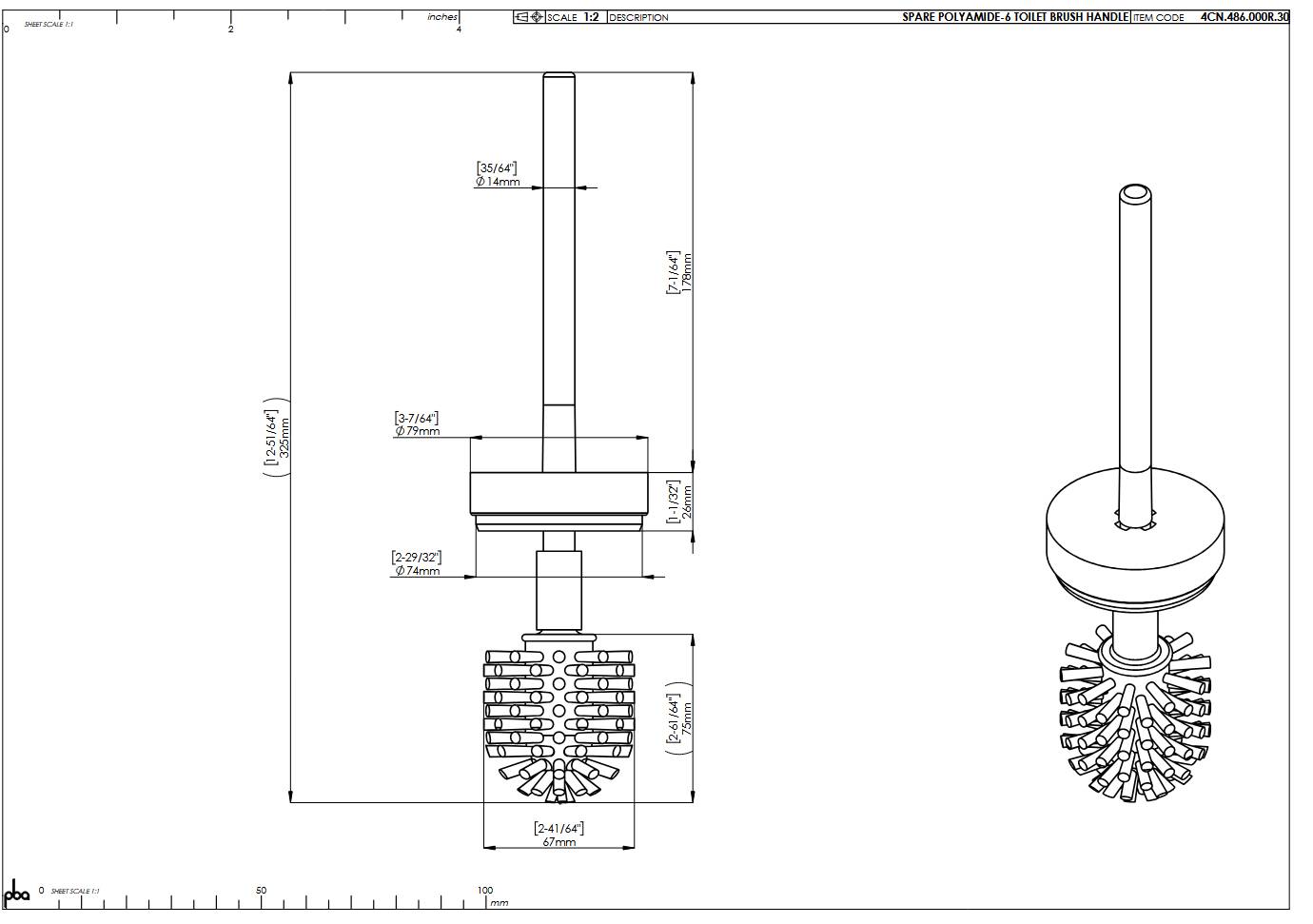 pba 01 WC-Bürste für Art 4CN.486.0000, aus Nylon, 330mm