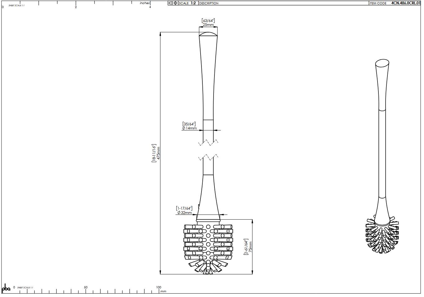 pba 01 WC-Bürste für Art 4CN.486.00CL aus Nylon, 480mm
